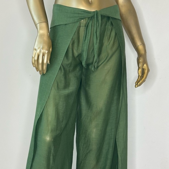 AMIR SLAMA 100% VISCOSE SHEER PALAZZO PANTS SZ M made in Brazil - Picture 2 of 8
